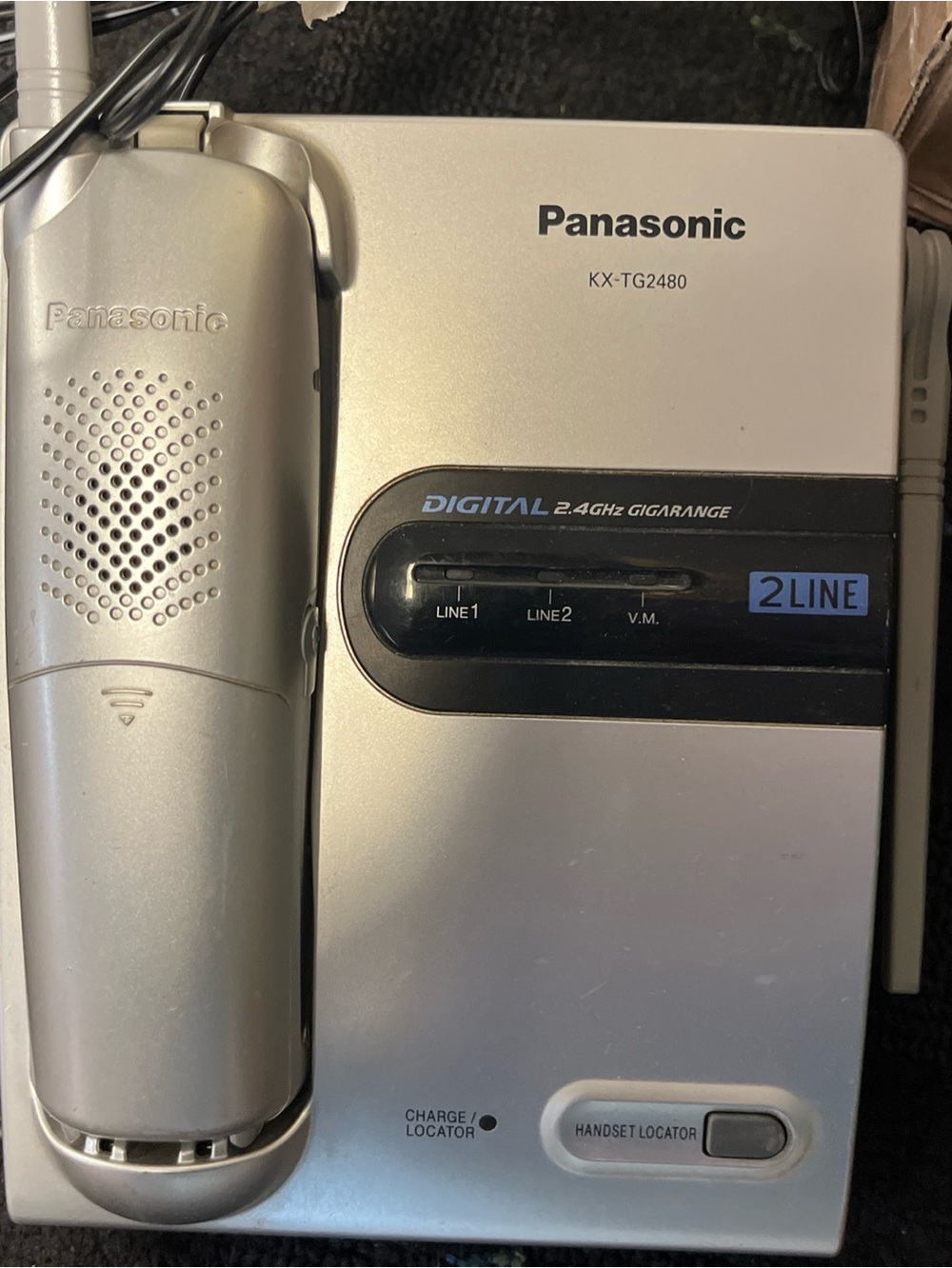 Panasonic Silver Corded 2-Line Digital Phone Base